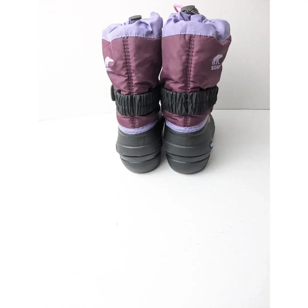 Sorel Flurry Youth Girls Size 8 Winter Snow Boots Black & Purple, New